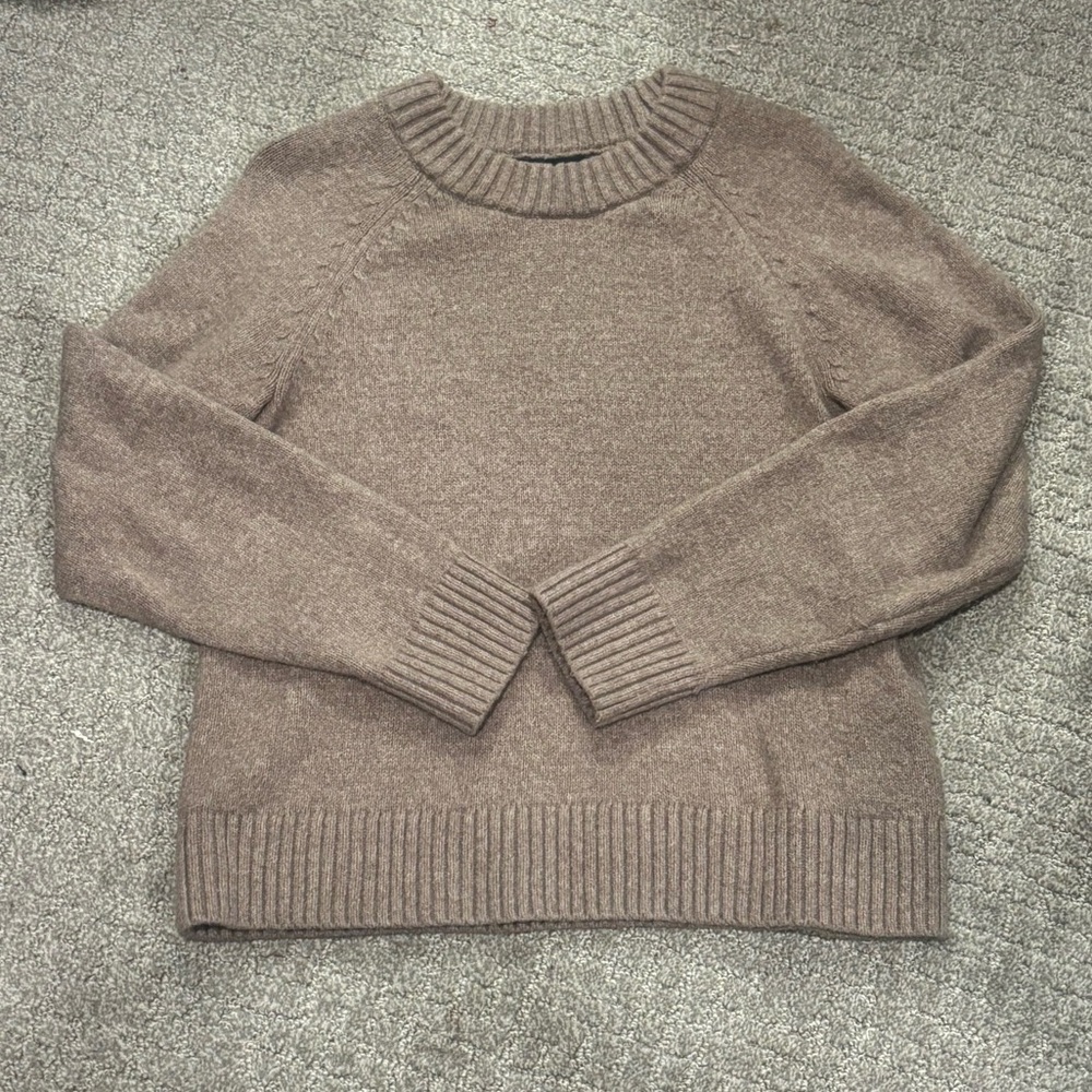 GAP | Cashsoft Crew Flannel Taupe Ribbed Crewneck Sweater | Size SP